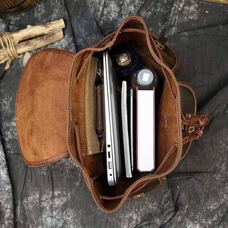 Thick Leather Backpack for Outdoor Use