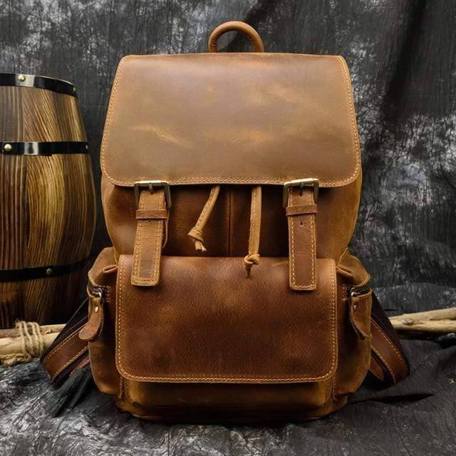 Thick Leather Backpack for Outdoor Use