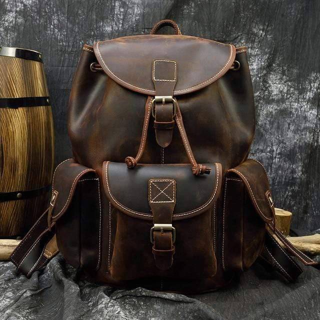 Thick Leather Backpack for Outdoor Use