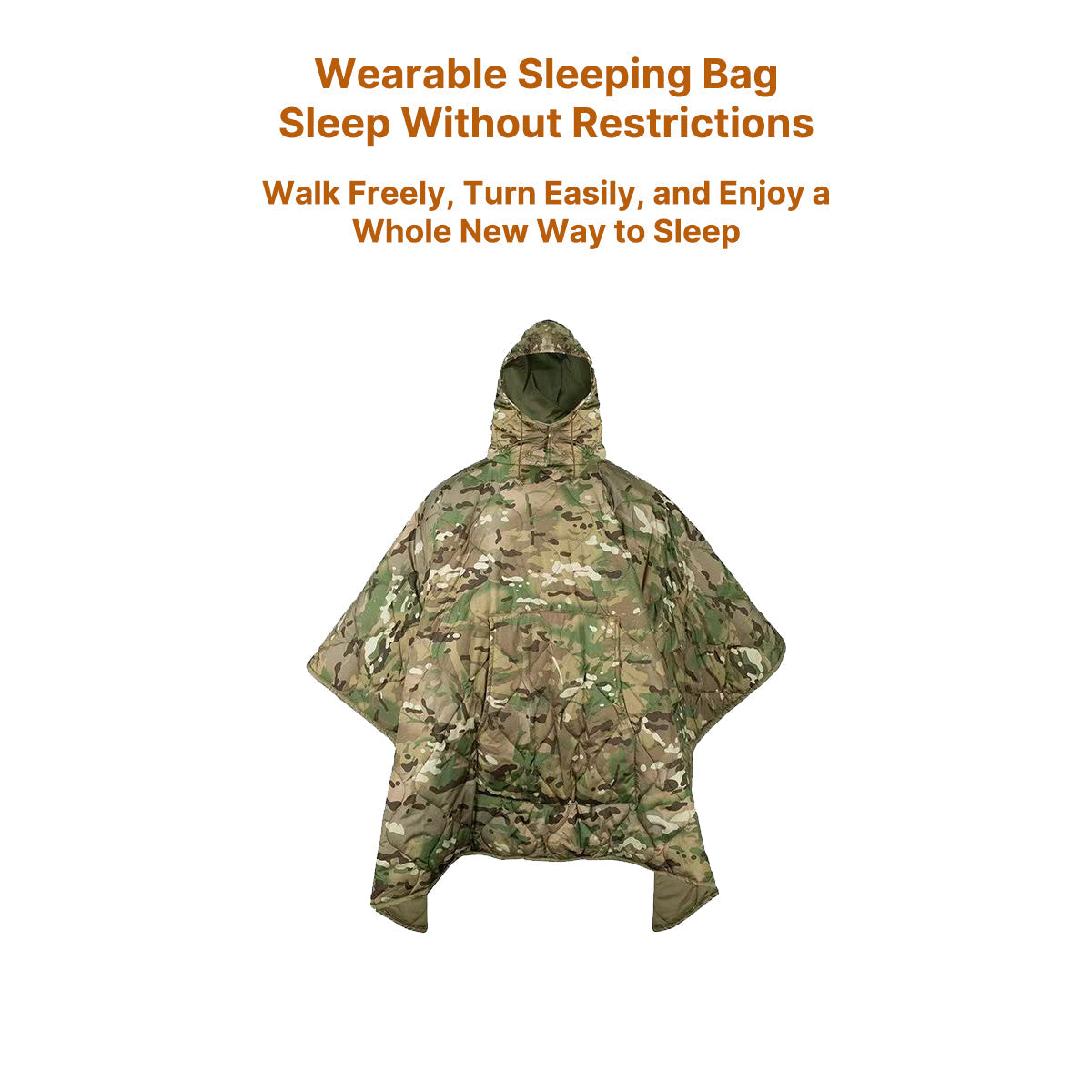 Camouflage Insulated Poncho for Outdoor Wear