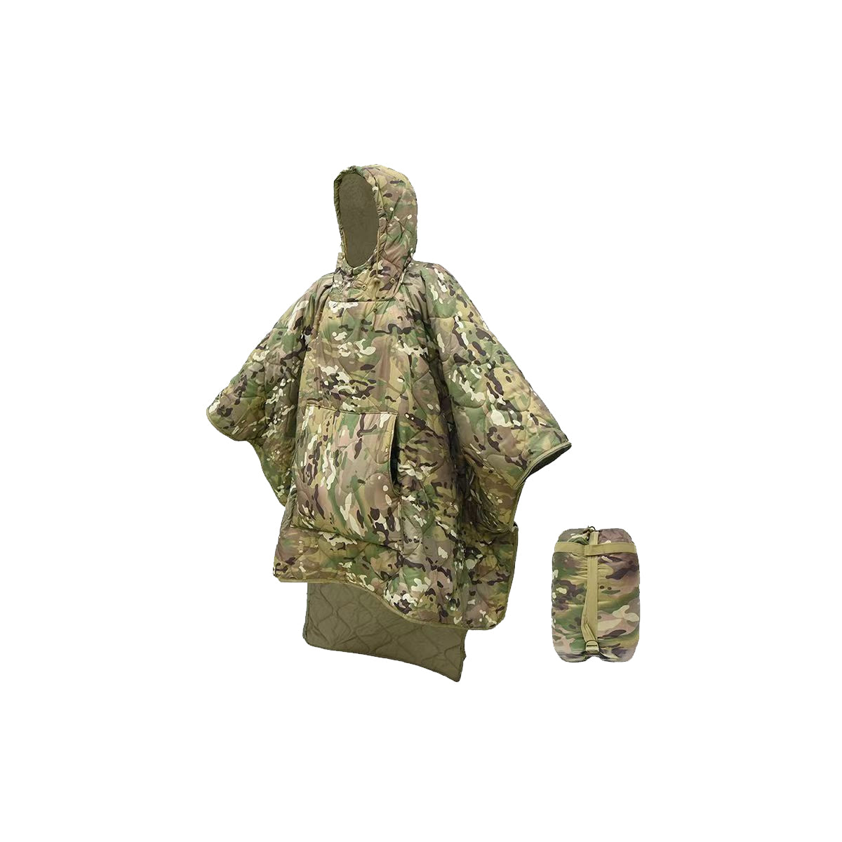 Camouflage Insulated Poncho for Outdoor Wear
