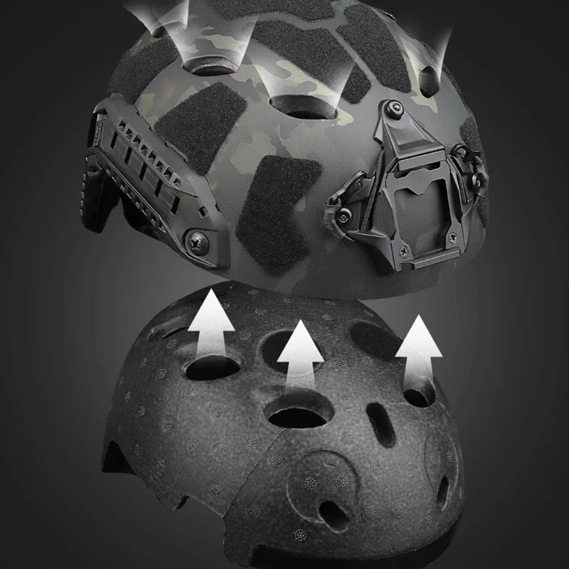 Tactical Helmet with Side Rails and NVG Mount – Lightweight Design