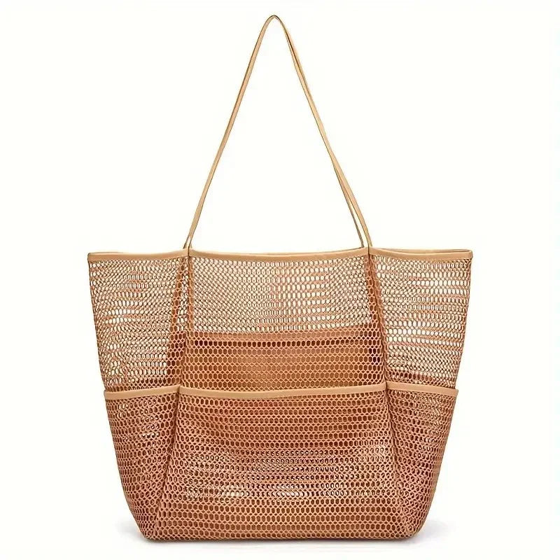 Mesh Tote Bag for Beach with Multiple Pockets