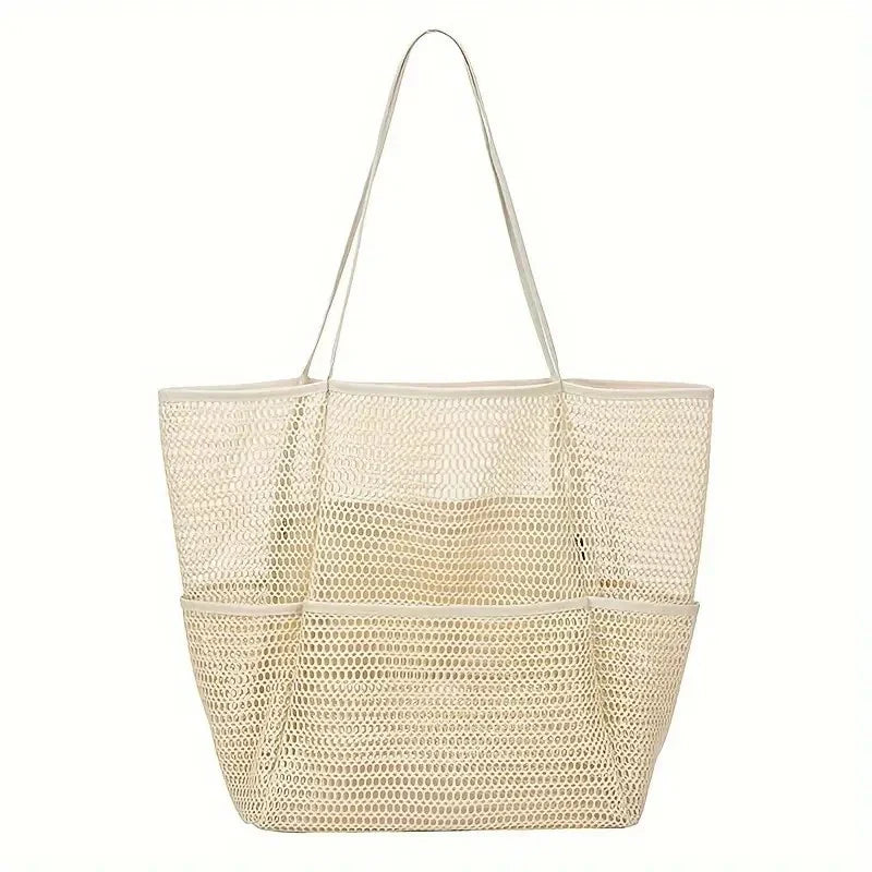 Mesh Tote Bag for Beach with Multiple Pockets