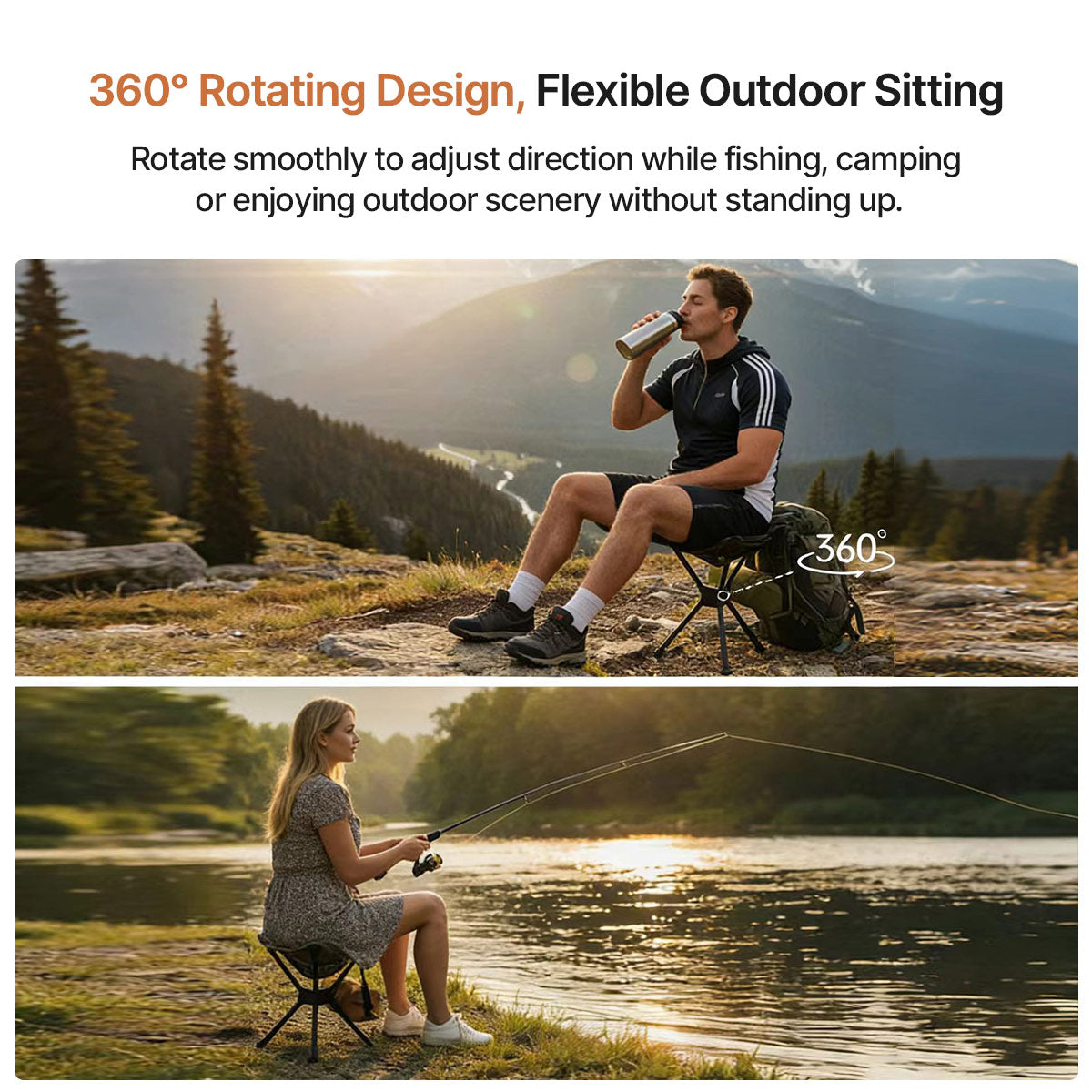 Camping Stool with 360° Rotation – Portable and Foldable