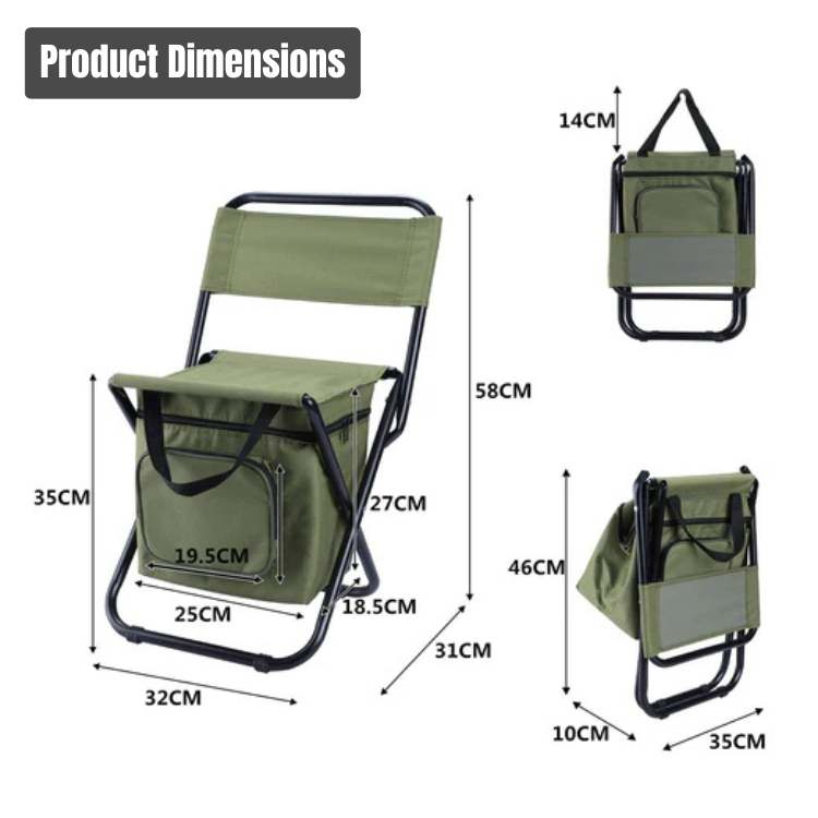 Folding Camping Chair with Cooler Bag – Portable Outdoor Seating