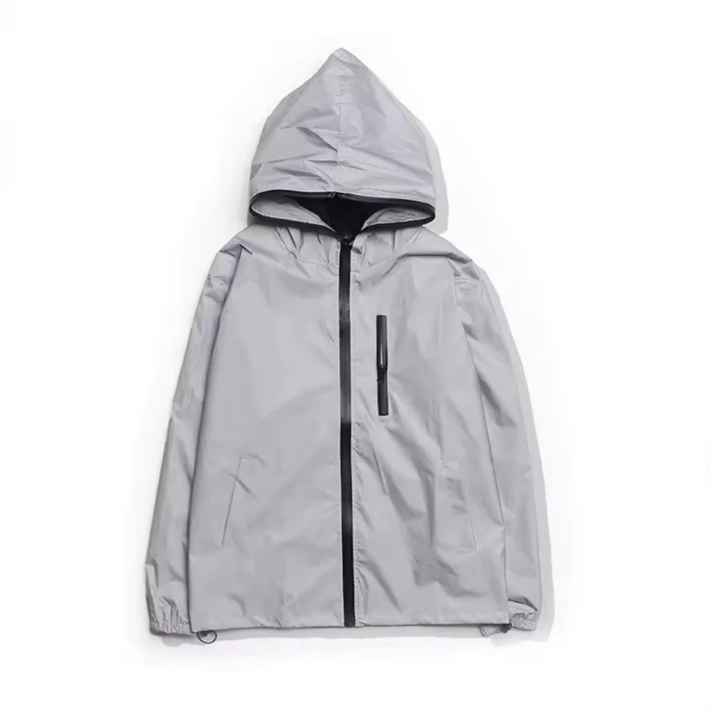Waterproof Rain Jacket with Reflective Features