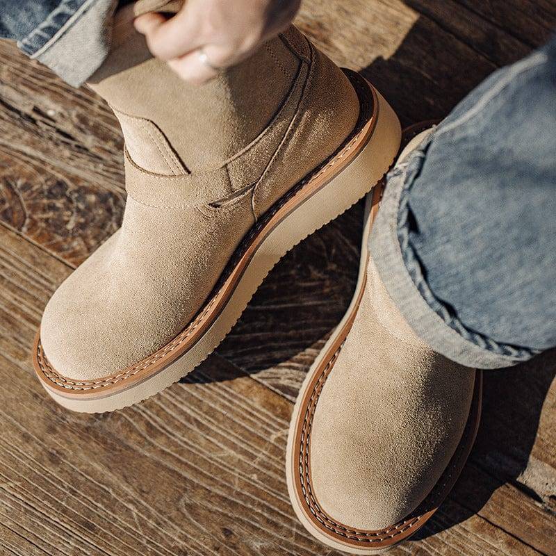 Winter Footwear - Sturdy Snow Boots in Retro Cow Suede