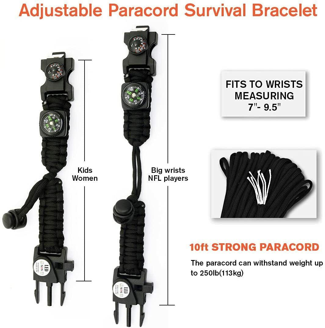 Survival Bracelet with 20 Tools Made from Durable Paracord