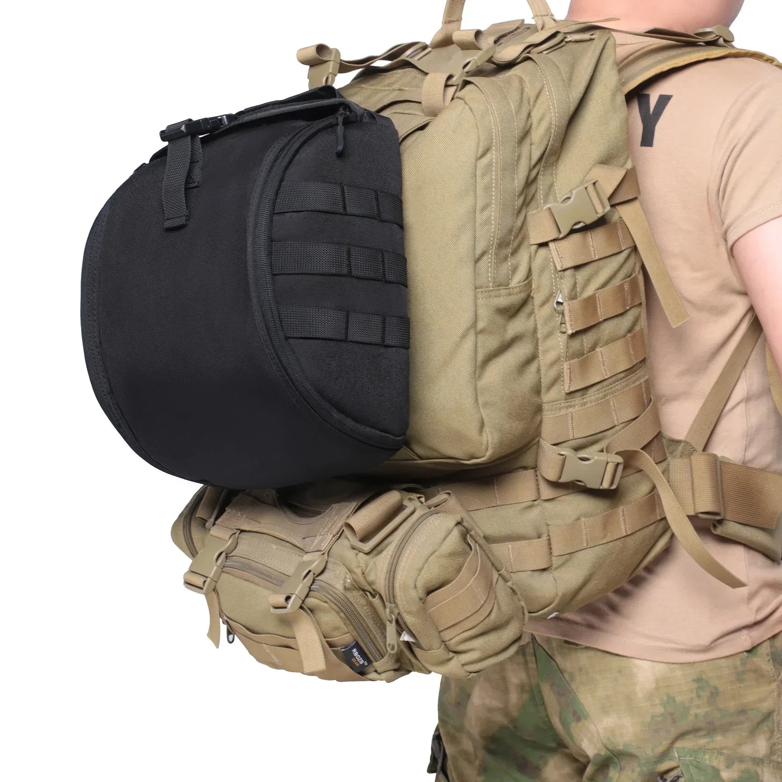 Military-Style Helmet Carrier with MOLLE System