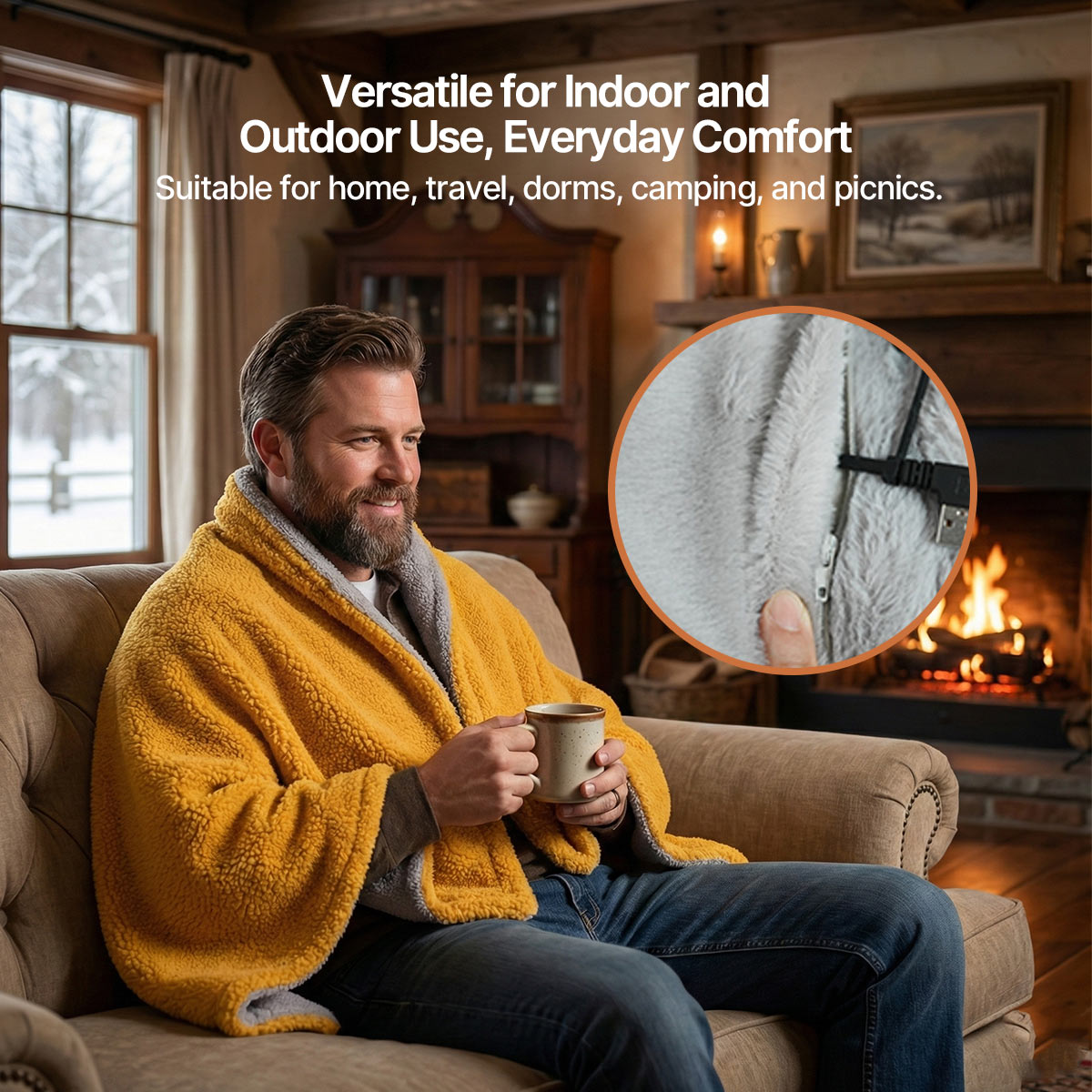 Wearable Heated Blanket with USB Connection and 3 Temperature Levels