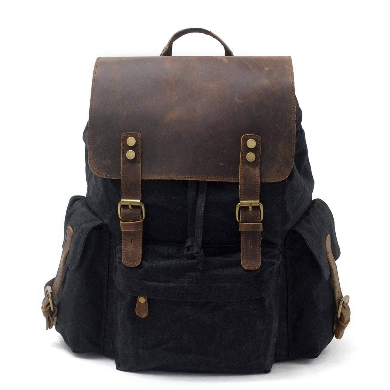 Spacious Backpack with Waterproof Canvas and Leather Design