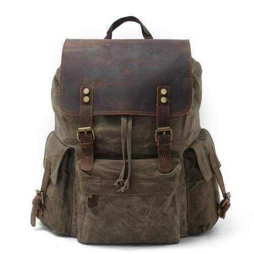 Spacious Backpack with Waterproof Canvas and Leather Design