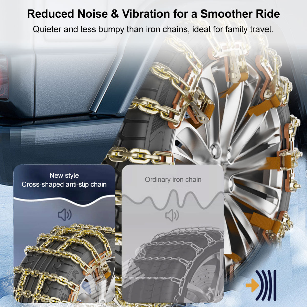 Traction Set for Snow - Universal Car Tire Chains with Easy Installation
