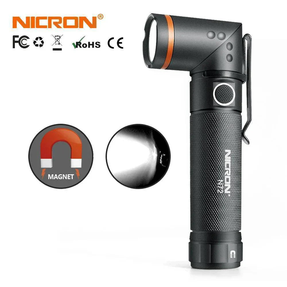 Rechargeable LED Flashlight with Magnetic Base – 90° Rotating Design
