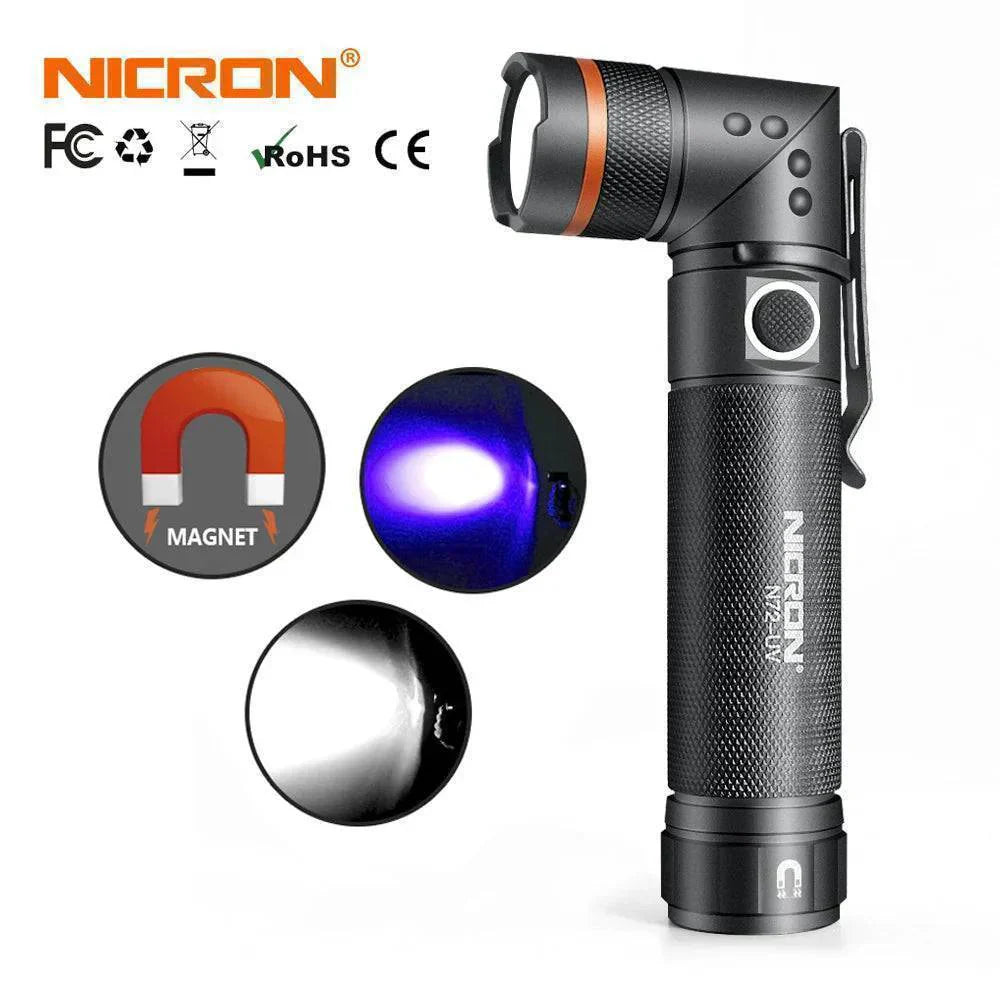 Rechargeable LED Flashlight with Magnetic Base – 90° Rotating Design