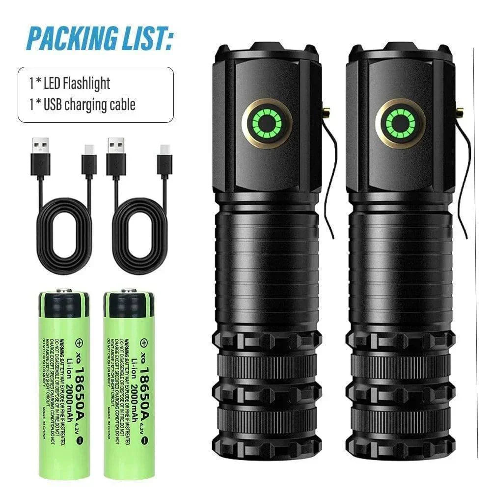 LED Flashlight with Magnetic Base – Rechargeable via USB
