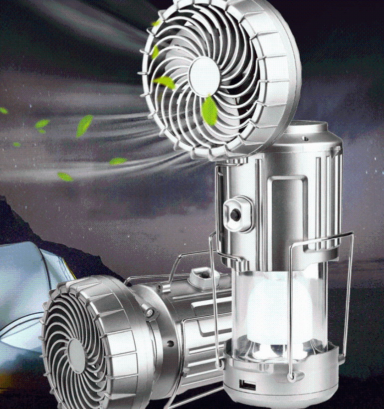 Solar-Powered Camping Lantern with Fan – USB Rechargeable