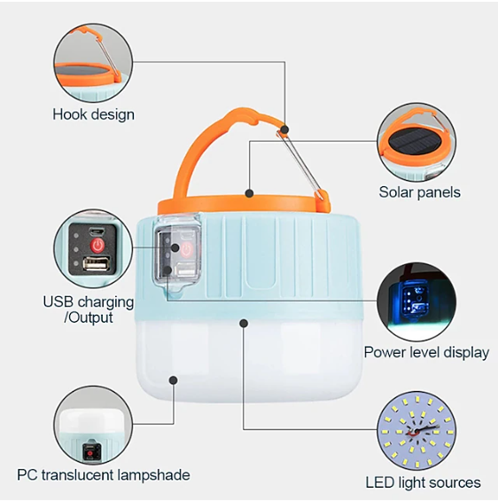 Remote-Controlled Solar-Powered Lantern for Camping Tents