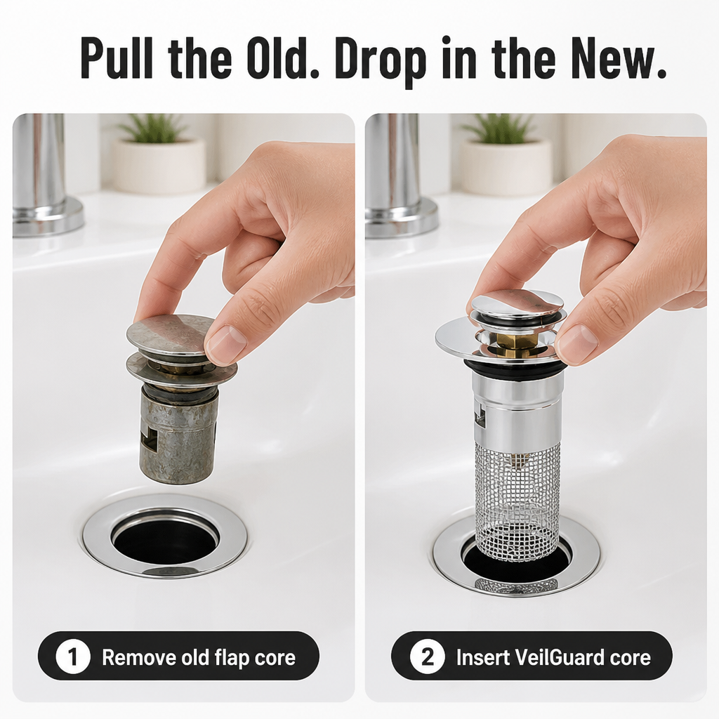 VeilGuard™ — Catch Hair, Seal Out Drain Smell & Save Every Lost Ring