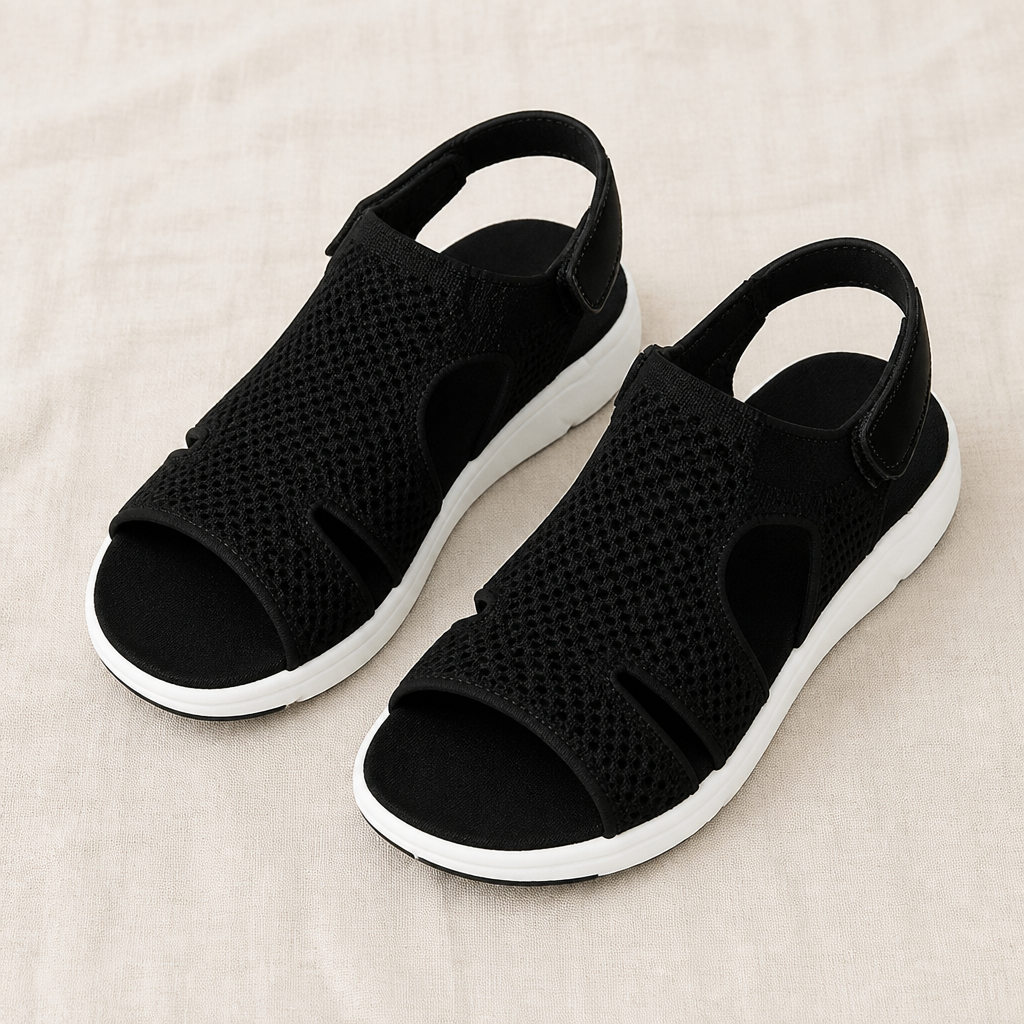 AeroLuxe™ – Cushioned Mesh Slingback Sandals with Velcro Strap