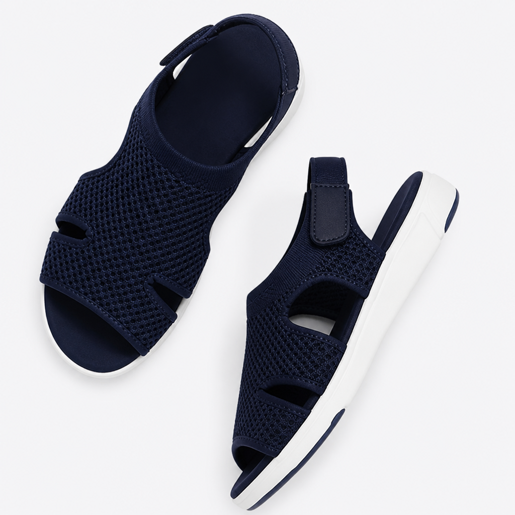 AeroLuxe™ – Cushioned Mesh Slingback Sandals with Velcro Strap