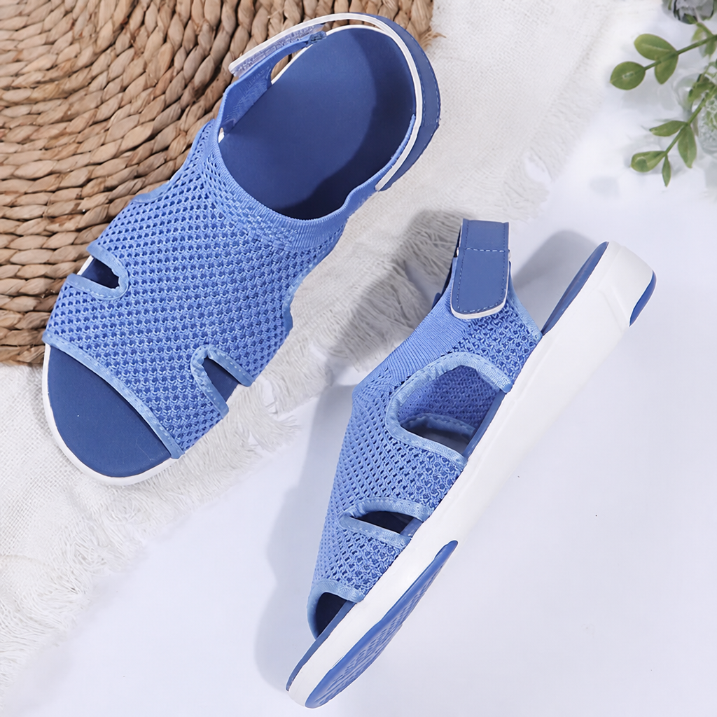 AeroLuxe™ – Cushioned Mesh Slingback Sandals with Velcro Strap