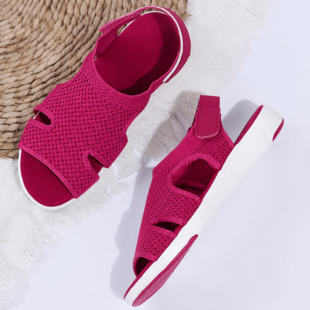AeroLuxe™ – Cushioned Mesh Slingback Sandals with Velcro Strap