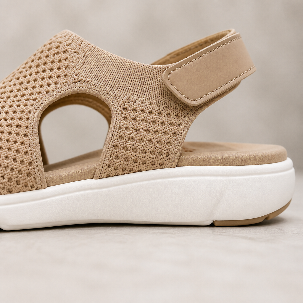AeroLuxe™ – Cushioned Mesh Slingback Sandals with Velcro Strap