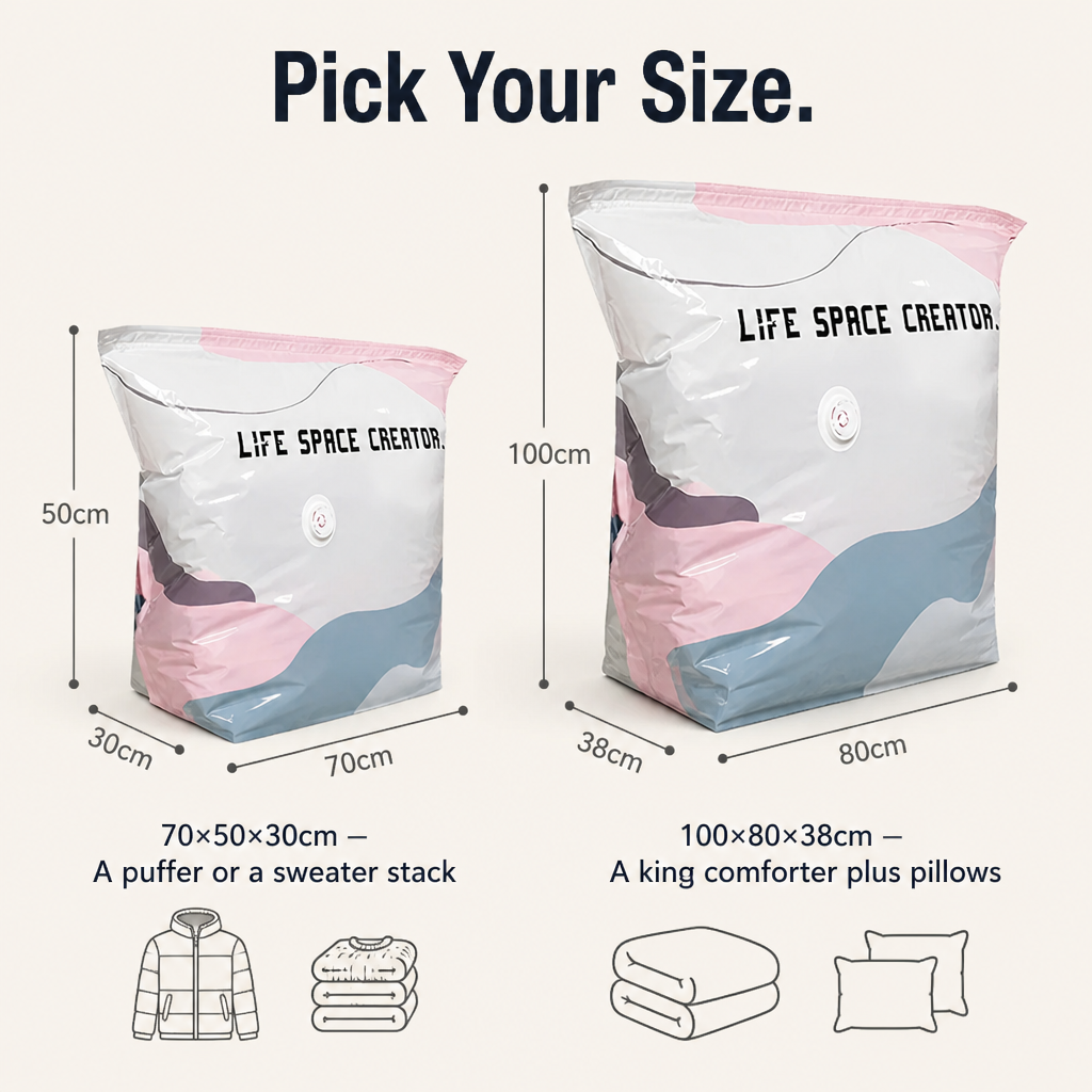 SwiftSpace™ — Compress Comforters, Coats & Bedding to a Fifth Their Size, Pump-Free