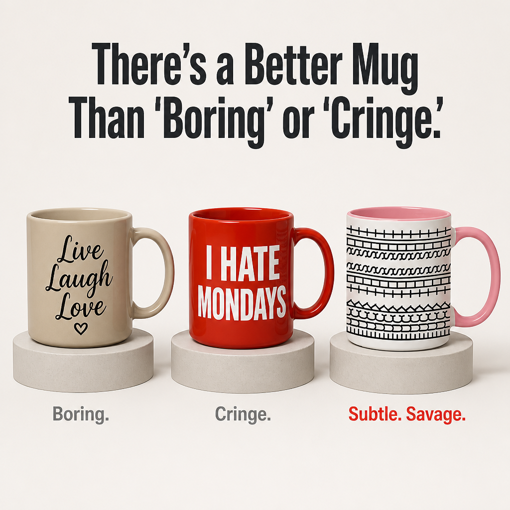 VibeSip™ — Hide Your Loudest Workday Thoughts Behind a Cute Pattern
