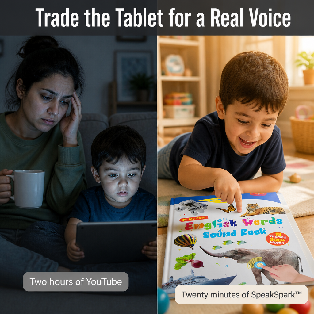 SpeakSpark™ — Swap Screen Time for 300+ English Words Kids Tap and Repeat