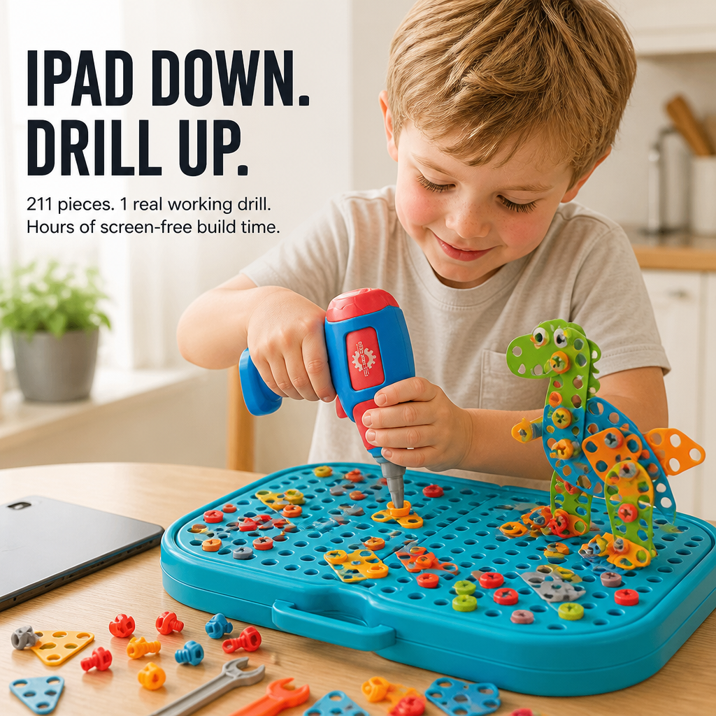 BrightBuilds™ — Swap Screen Time for 211 Pieces and a Real Working Drill