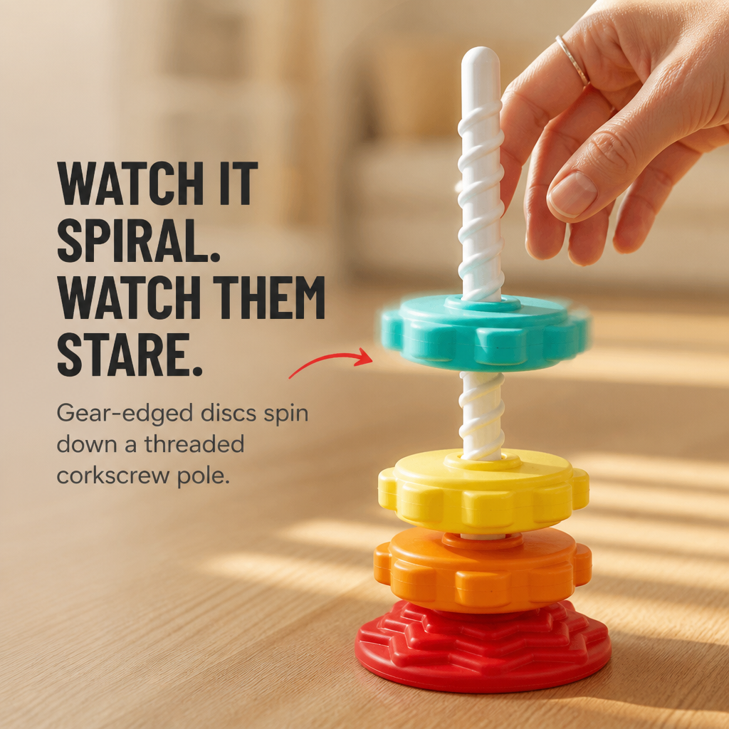 TwirliPlay™ — Spin Rainbow Discs Down a Spiral Pole Toddlers Can't Put Down