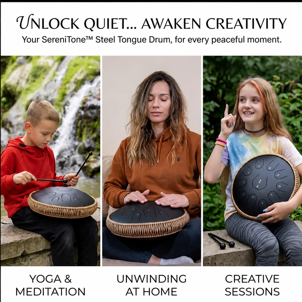 SereniTone™ Steel Tongue Drum — Instantly Melt Stress and Unlock Your Creative Flow