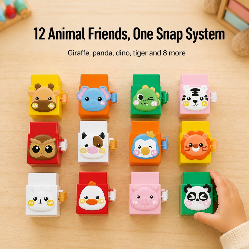 BrillieBlocks™ — Snap 12 Animal Friends Into Towers Kids Won't Quit