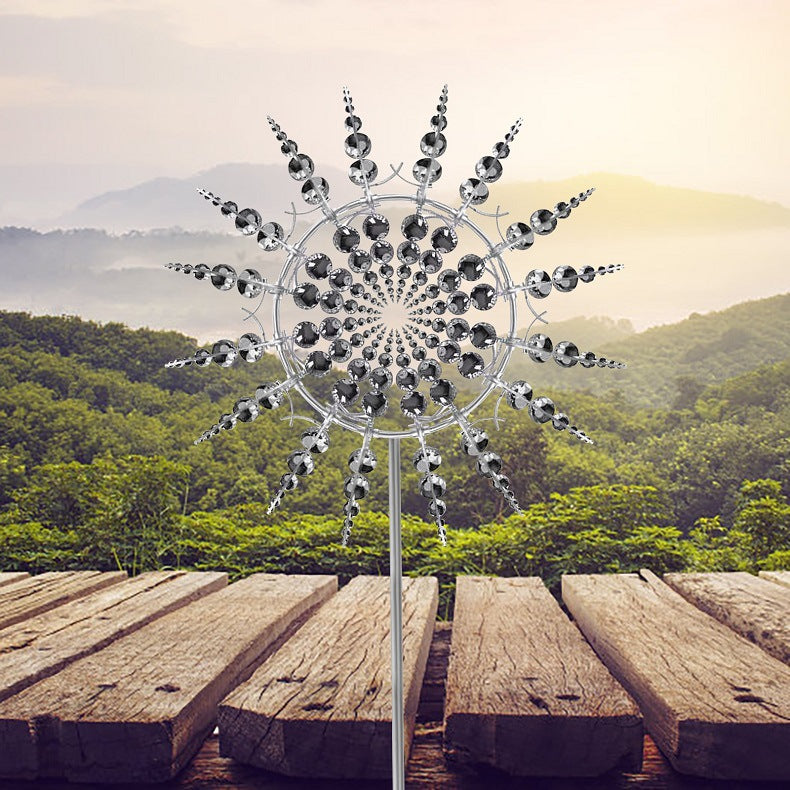 Outdoor Garden Wind Spinner in Metal, Rust-Resistant Decoration