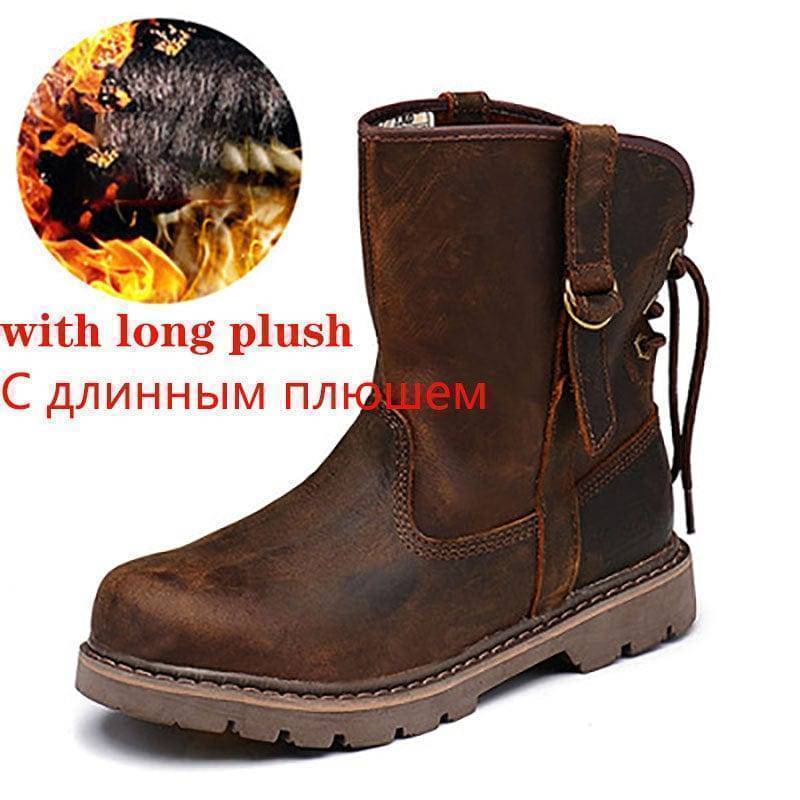 Ankle Snow Boots for Women in Vintage Leather Style
