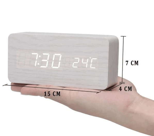 Minimalist Wooden LED Clock with Voice Control Feature