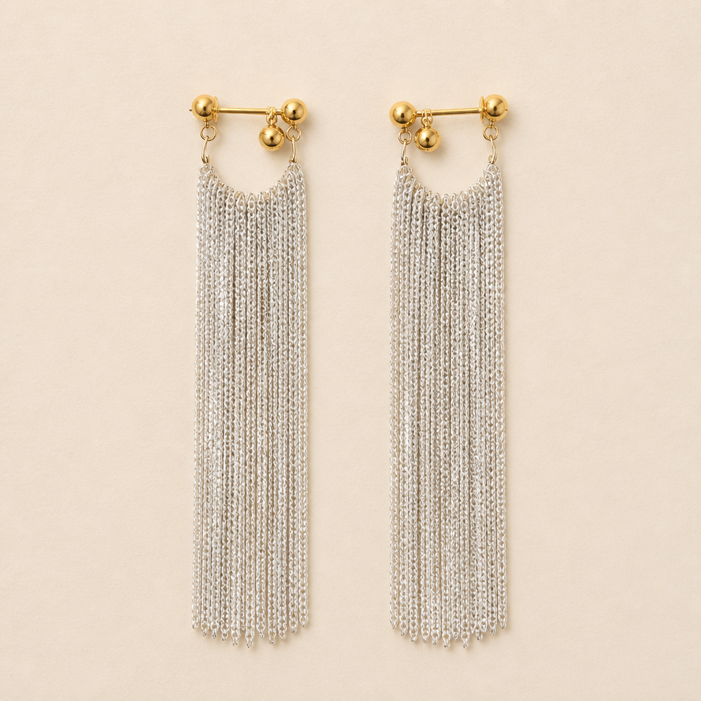 CascadeAura™ – Shimmering Waterfall Tassel Earrings with Hypoallergenic Finish