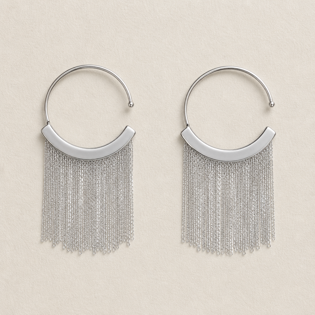 CascadeAura™ – Shimmering Waterfall Tassel Earrings with Hypoallergenic Finish