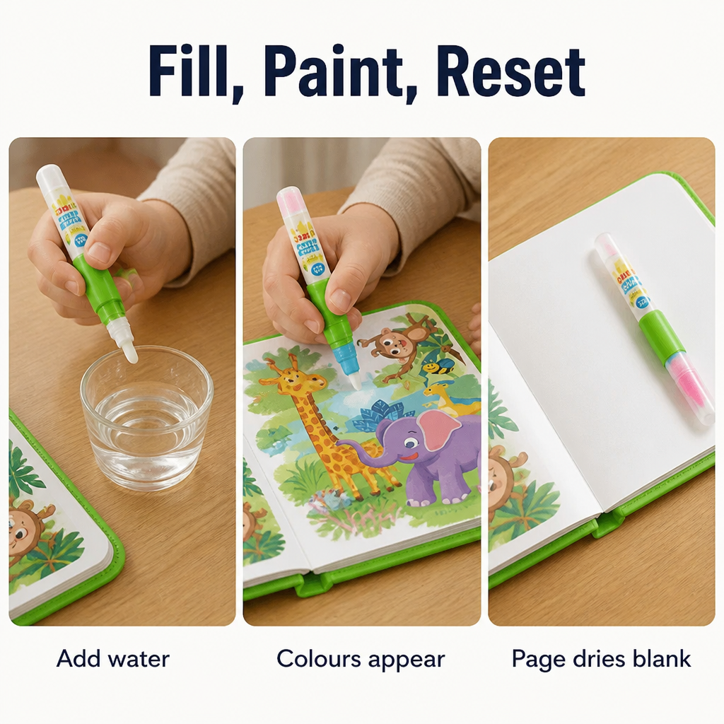 SplashCraft™ — Hand Kids Hours of Quiet Colouring Without a Single Stain