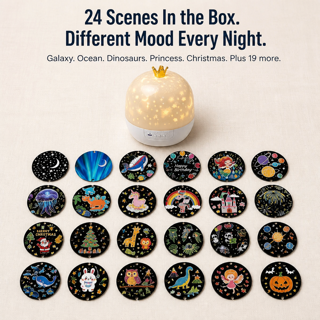 RadiantDreams™ — End Bedtime Battles With 24 Sky and Ocean Projection Scenes