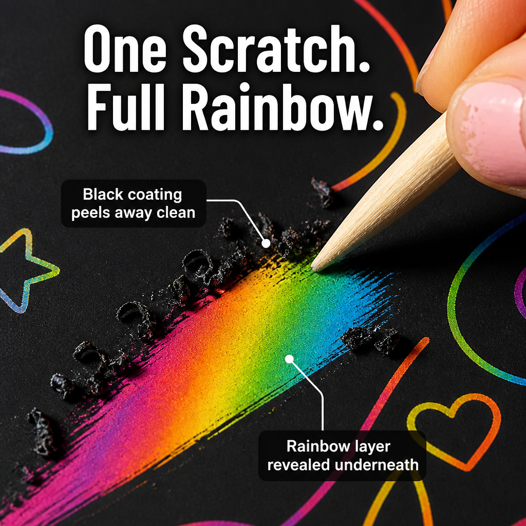 VividDreams™ Scratch Art Notebook — Trade Screen Time For Quiet, Mess-Free Rainbow Hours