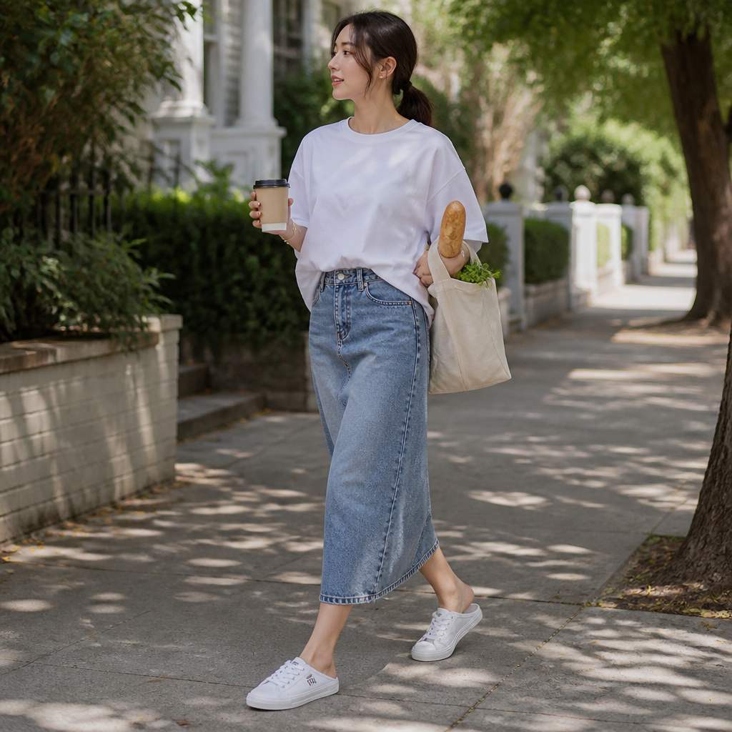StridePulse™ – Casual Frayed Edge Denim Mule Sneakers