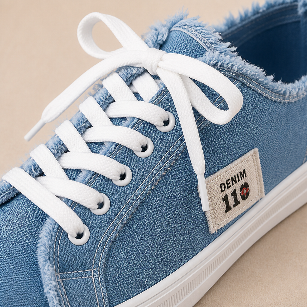 StridePulse™ – Casual Frayed Edge Denim Mule Sneakers