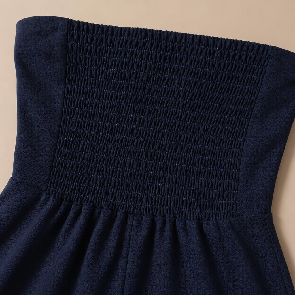 Solenne™ – Elegant Strapless Wide-Leg Jumpsuit with Smocked Back