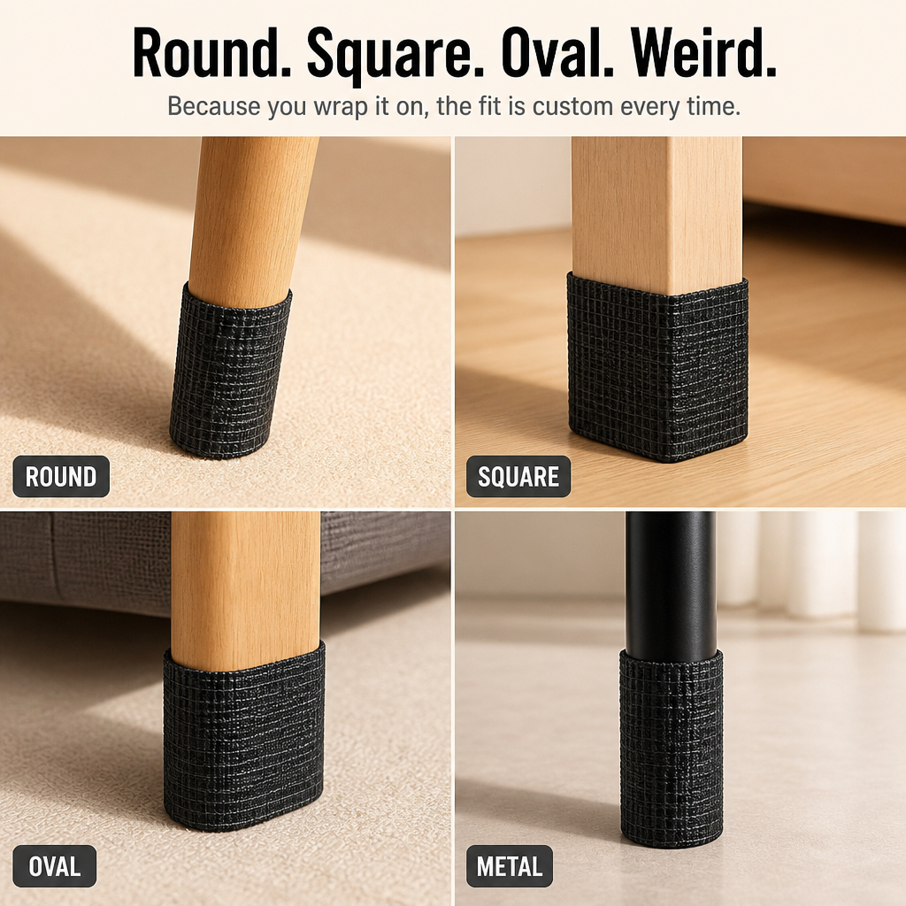 SilencioGuard™ — Wrap Any Furniture Leg to Stop Scratches & Screech