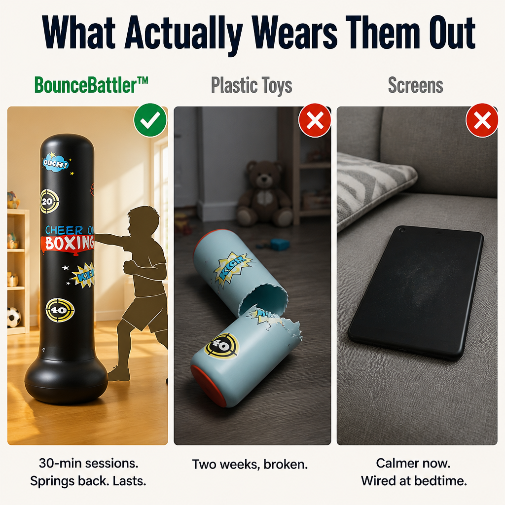 BounceBattler™ — Drain Wild Kid Energy Indoors Without Handing Over A Screen