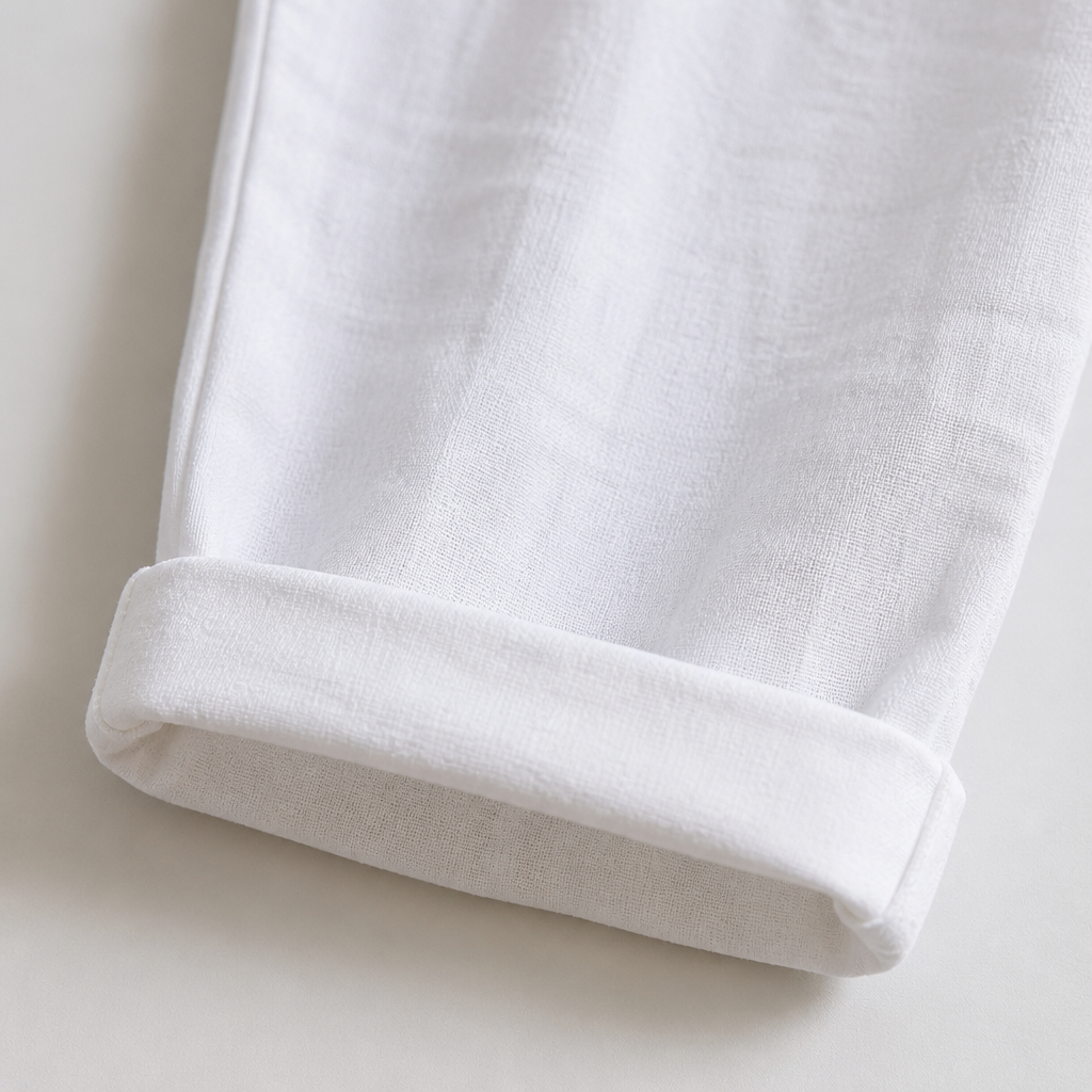 VelouraFlex™ – Breezy Cotton-Linen Drawstring Pants with Tapered Cuffed Hem